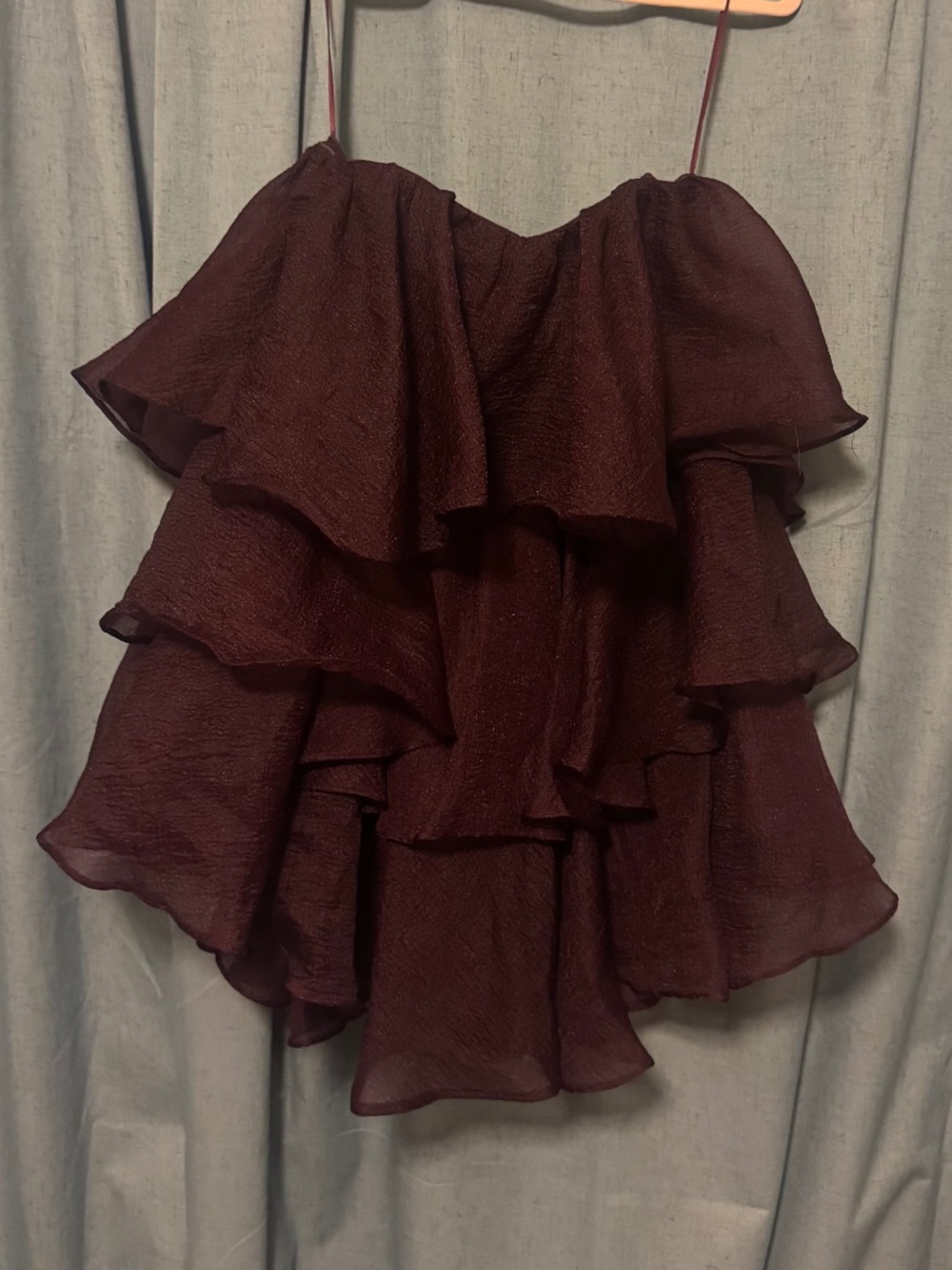 NWT Altar'd State Sadie Layered Ruffle Tiered Mini Dress Burgundy Plum XL